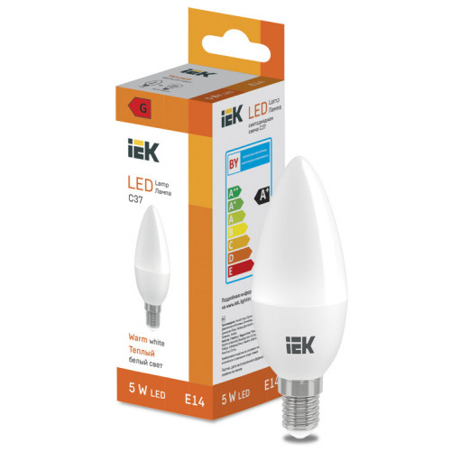 Лампа светодиодная Candle C37 400lm 3000K E14 | LL-I-C37-5-230-30-E14 | IEK