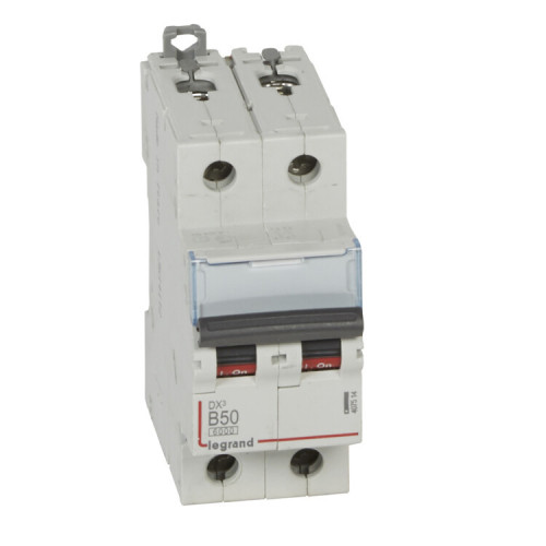 Выключатель автоматический двухполюсный DX3 6000 50А B 10кА | 407514 | Legrand
