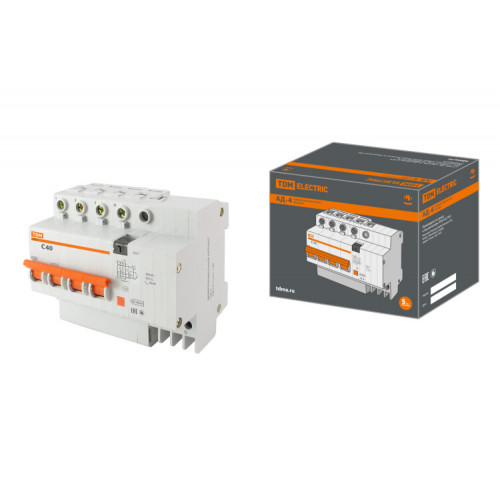 Выключатель автоматический дифференциального тока АД-4 4п 40А C 30мА тип AC (7 мод) | SQ0221-0009 | TDM