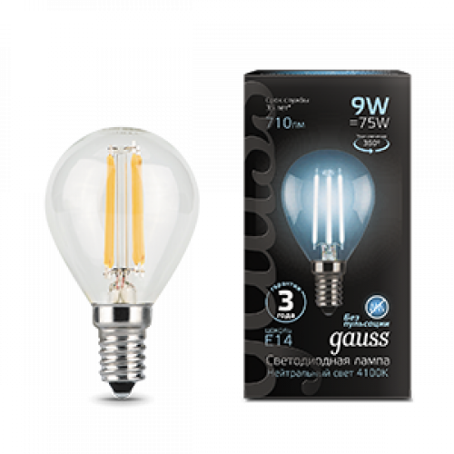 Лампа светодиодная Black LED Filament Шар E14 9W 710lm 4100K | 105801209 | Gauss