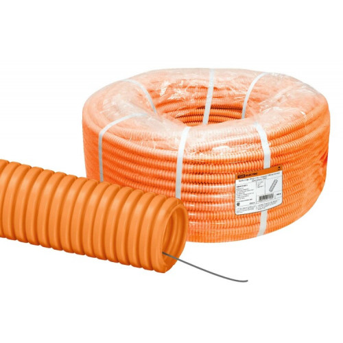 Труба гибкая гофрированная ПНД 16мм с протяжкой легкая (100 м) оранжевая | SQ0413-0011 | TDM