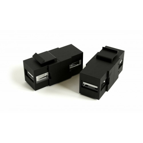KJ1-USB-A2-BK Вставка формата Keystone Jack с проходным адаптером USB 2.0 (Type A), ROHS, черная | 251214 | Hyperline