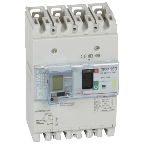 Автоматический выключатель DPX3 160 - термомагн. расц. - с диф. защ. - 16 кА - 400 В~ - 4П - 100 А | 420035 | Legrand