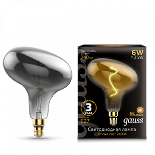 Лампа светодиодная LED Vintage Filament Flexible FD180 6W E27 220*280mm Gray 2400K 1/6 | 165802008 | Gauss