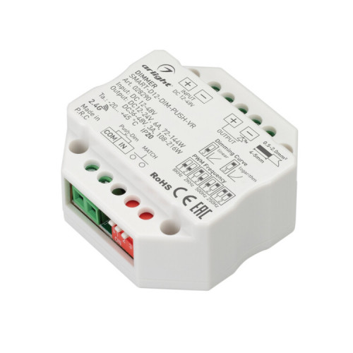 Диммер SMART-D12-DIM-PUSH-VR (12-48V, 1x6A, 2.4G) (Arlight, IP20 Пластик, 5 лет) | 028290 | Arlight