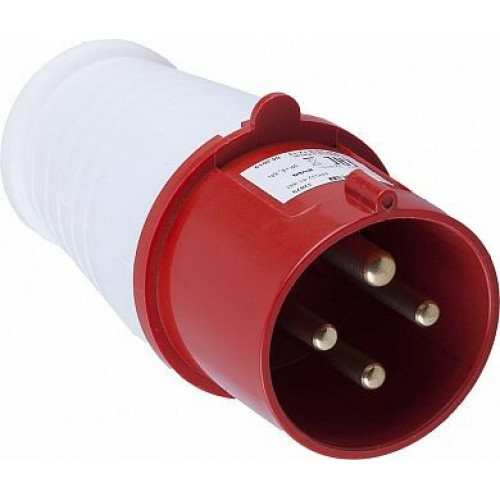 PPG32-41-441 Вилка прямая для силовых кабелей сеч. 2,5-6 мм2, 3PIN+PE, 415В, 32A, красный/белый | 32879 | STEKKER