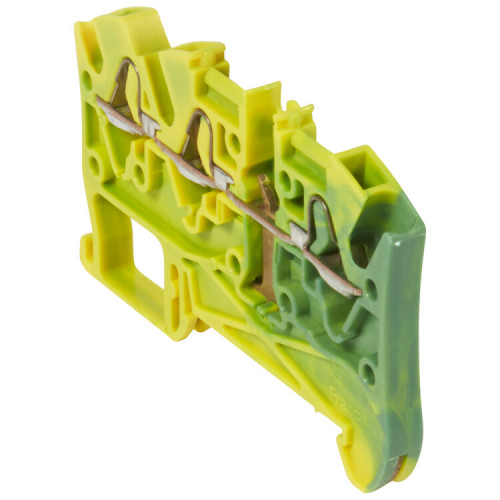 Пружинная клемма Viking 3 - заземляющая - однополюсная - 3 проводника - шаг 5 мм - желто-зеленый | 037210 | Legrand
