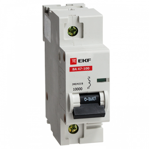 Автоматический выключатель ВА 47-100, 1P 50А (C) 10kA | mcb47100-1-50C | EKF