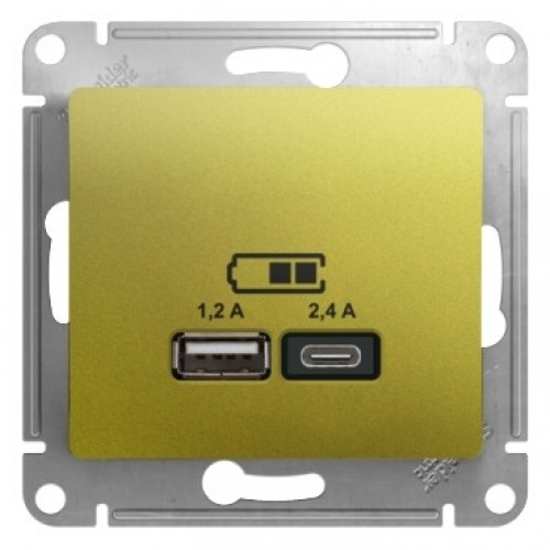 GLOSSA Фисташковый USB РОЗЕТКА A+С, 5В/2,4А, 2х5В/1,2 А, механизм | GSL001039 | SE