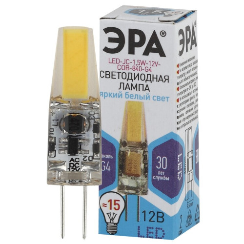 Лампа светодиодная LED-JC-1,5W-12V-COB-840-G4 | Б0033198 | ЭРА