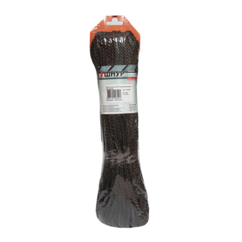 Шнур плетеный ПП 6 мм эргономичный, 16-пряд, черный, 30 м | 140345 | Tech-KREP