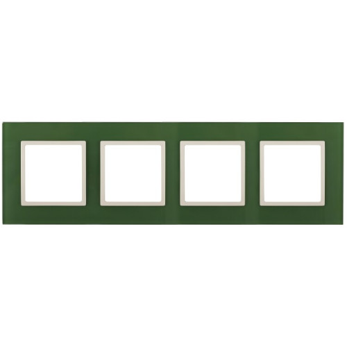 14-5104-27 Электроустановка ЭРА Рамка на 4 поста, стекло, Эра Elegance, зелёный+сл.кость | Б0034535 | ЭРА