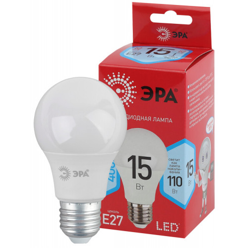 Лампа светодиодная ЭКО LED A60-15W-840-E27 R (диод, груша, 15Вт, нейт, E27) | Б0046356 | ЭРА