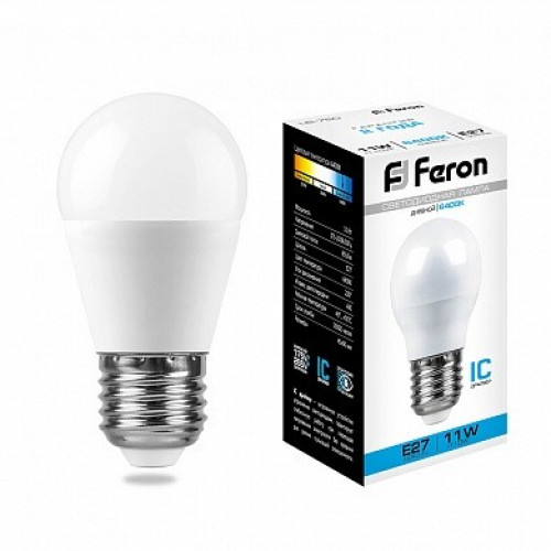 Лампа светодиодная LB-750 (11W) 230V E27 6400K G45 | 25951 | FERON