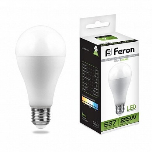 Лампа светодиодная LB-100 (25W) 230V E27 4000K A65 | 25791 | FERON