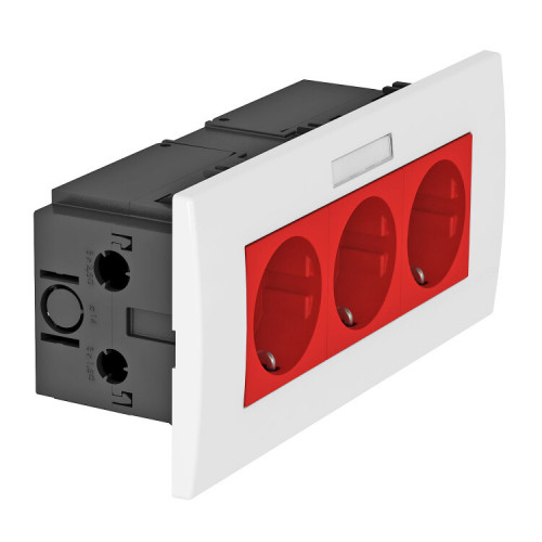 Укомплектованный розеточный блок AR45 (марк.,3xModul45,84x185x59 мм,красный) (SDE-RW D0RT3B) | 6119435 | OBO Bettermann