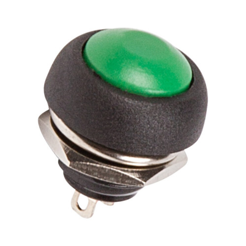 Выключатель-кнопка 250V 1А (2с) OFF-(ON) Б/Фикс зеленая Micro | 36-3053 | REXANT