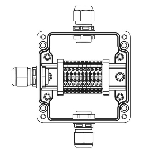 Взрывозащищенная клеммная коробка из полиэстера TBE-P-03-(10xCBC.2)-1xPABMP(A)-1xPABMP(C)-1xPABMP(D)1Ex e IIC Т5 Gb / Ex tb IIICT95°C Db IP66 | 1231.0