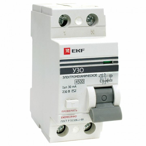 Выключатель дифференциальный (УЗО) ВД-100 2P 80А/30мА (электромеханическое) PROxima | elcb-2-80-30-em-pro | EKF