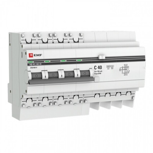 Выключатель автоматический дифференциального тока АД-4S 4п 40А C 100мА тип AC (8 мод.) PROxima (электронный,) | DA4-40-100S-pro | EKF