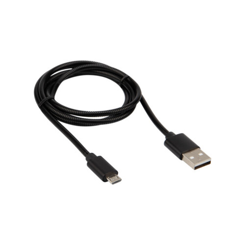 USB кабель microUSB, шнур в металлической оплетке серебристый | 18-4241 | REXANT