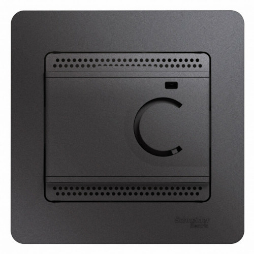 Glossa Графит Термостат электронный теплого пола с датчиком, от +5 до +50°C,10A (в сборе) | GSL001338 | Schneider Electric