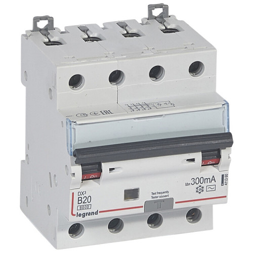 Выключатель автоматический дифференциального тока DX3 6000 4п 20А B 300мА тип AС | 411360 | Legrand