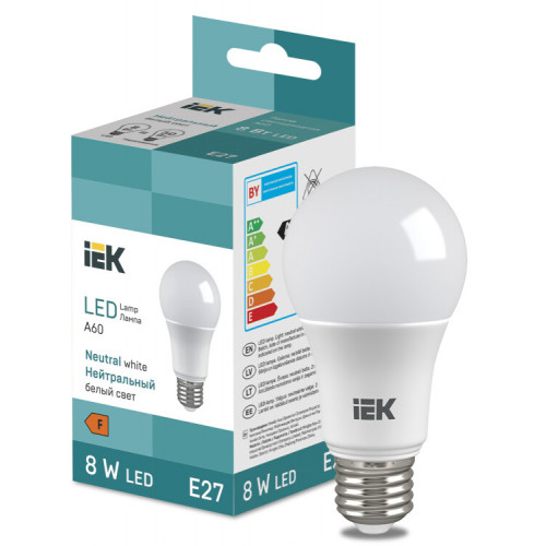 Лампа светодиодная Bulb A60 710lm 4000K E27 | LL-I-A60-8-230-40-E27 | IEK