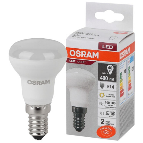 Лампа светодиодная LED Value R39 5W/830 230V E14 10X1      | 4058075582514 | OSRAM