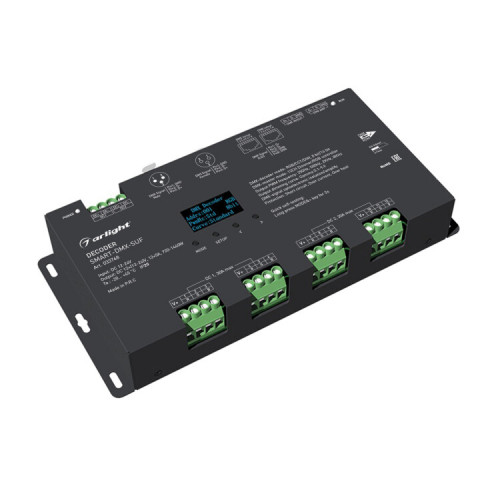 Декодер SMART-DMX-SUF (12-24V, 12x5A, XLR3, RJ45) (arlight, IP20 Металл, 5 лет) | 033768 | Arlight