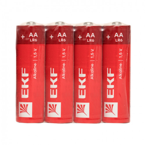 Батарейка алкалиновая типа АА(LR6) шринк 4шт. | LR6-SR4 | EKF