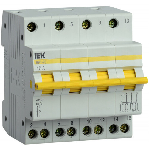 Выключатель-разъединитель (рубильник) трехпозиционный ВРТ-63 4п 40А | MPR10-4-040 | IEK