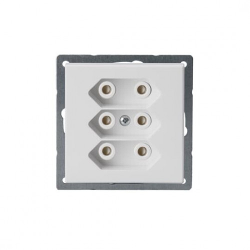 Розетка 3*EuroSocket 6А 230В, без заземления, белый | 303UC-84 | 2TKA00000433 | ABB