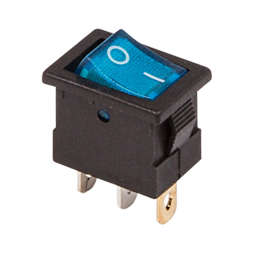 Выключатель клавишный 12V 15А (3с) ON-OFF синий с подсветкой Mini | 36-2171 | REXANT