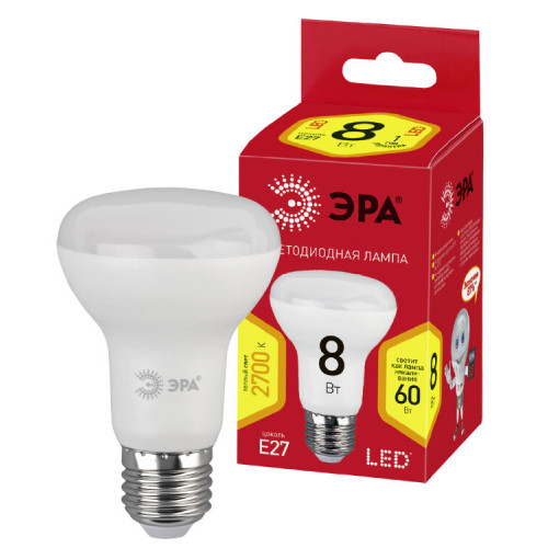 Лампа cветодиодная ECO LED R63-8W-827-E27 (диод, рефлектор, 8Вт, тепл, E27) (10/100/1500) | Б0019082 | ЭРА