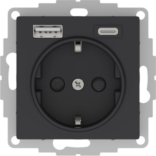 AtlasDesign Карбон Розетка 16А c 2 USB A+С механизм | ATN001032 | SE