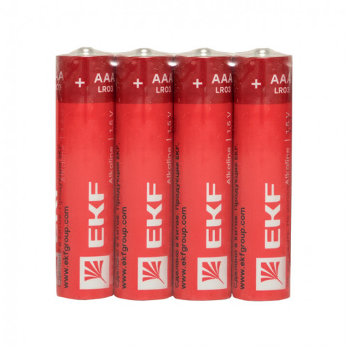 Батарейка алкалиновая типа ААА(LR03) шринк 4шт. | LR03-SR4 | EKF