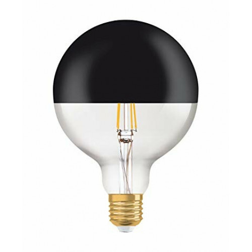 Лампа светодиодная LED, прозрачная с зеркальным элементом, Vintage 1906 LED CL GLOBE125 MIRROR BLACK 52 non-dim 7W/827 E27 | 4058075091931 | Osram