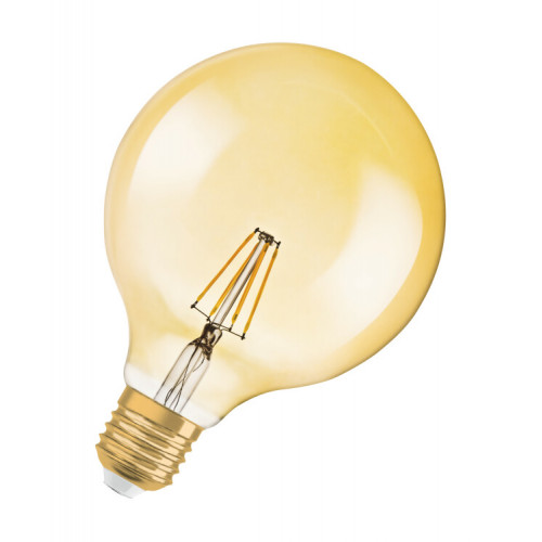 Лампа светодиодная LED, золотистая Vintage 1906 LED dim CL GLOBE125 FIL GOLD 55 dim 7, 5W/825 E27 | 4058075808997 | Osram