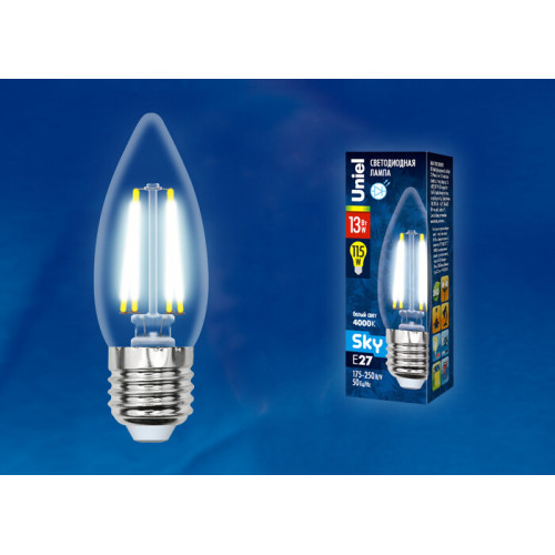 Лампа светодиодная LED-C35-13W/4000K/E27/CL PLS02WH LED. 