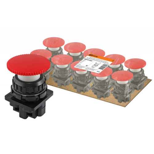 Выключатель кнопочный КЕ 021-У2-исп.3 гриб без фиксации красный 2р 10A 660B IP40 | SQ0753-0020 | TDM