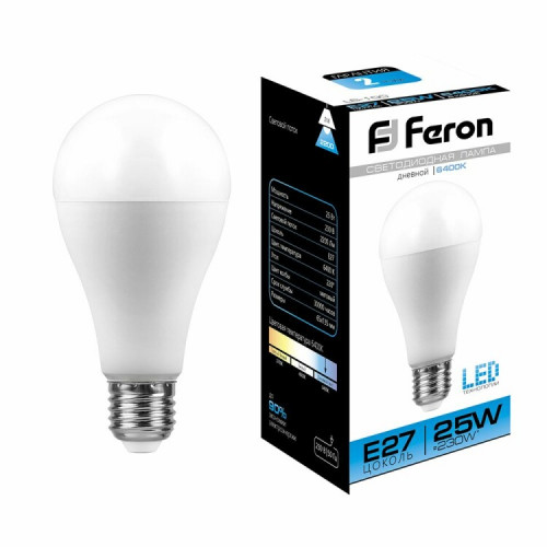 Лампа светодиодная LB-100 (25W) 230V E27 6400K A65 | 25792 | FERON