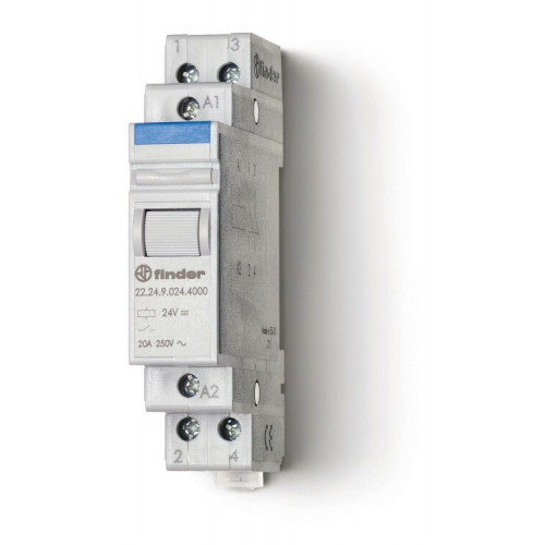 Модульный контактор; 2NC 20А; контакты AgSnO2; катушка 230В АС; ширина 17.5мм; степень защиты IP20 упаковка 1шт. | 222482304000PAS | Finder