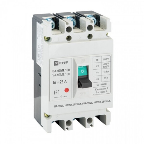 Автоматический выключательВА-99М 100/25А 3P 18кА EKF Basic | mccb99-100-25mI | EKF