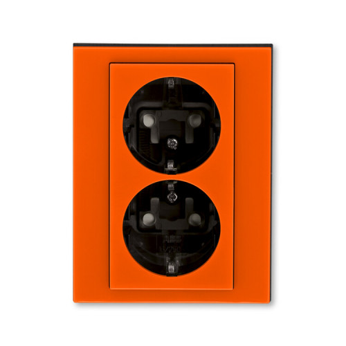 ABB Levit Оранжевый / дымчатый чёрный Розетка 2-ая с з/к со шторками 16А | 5522H-C03457 66W | 2CHH223457C6066 | ABB