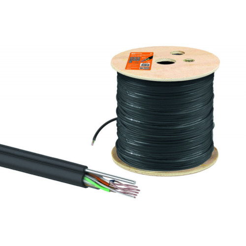 Кабель витая пара U/UTP Cat 5e 4х2х24AWG (305м) solid, PE для наружн. прокл., чёрный, трос 1,2мм | SQ0107-0107 | TDM