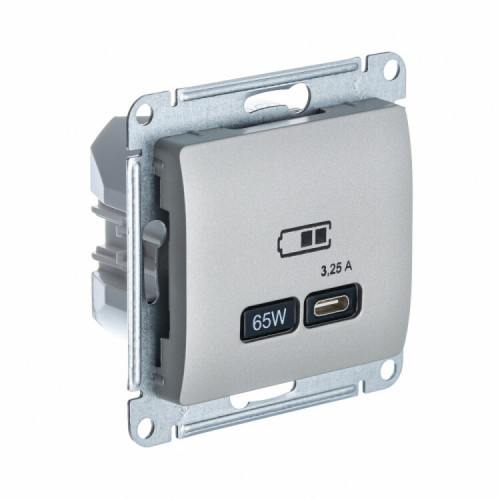 GLOSSA ПЛАТИНА USB РОЗЕТКА тип-C 65W высокоскор.заряд. QC PD | GSL001227 | SE