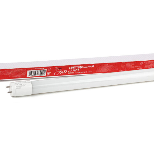 Лампа светодиодная RED LINE ECO LED T8-10W-865-G13-600mm G13 10 Вт трубка стекло холодный дневной свет | Б0032975 | ЭРА