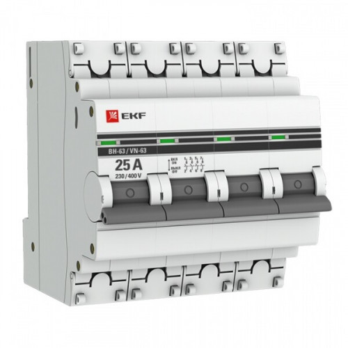Выключатель нагрузки модульный ВН-63, 4P 25А EKF PROxima | SL63-4-25-pro | EKF