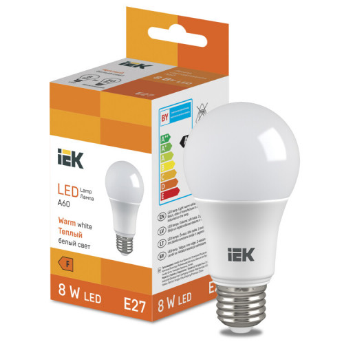 Лампа светодиодная Bulb A60 710lm 3000K E27 | LL-I-A60-8-230-30-E27 | IEK